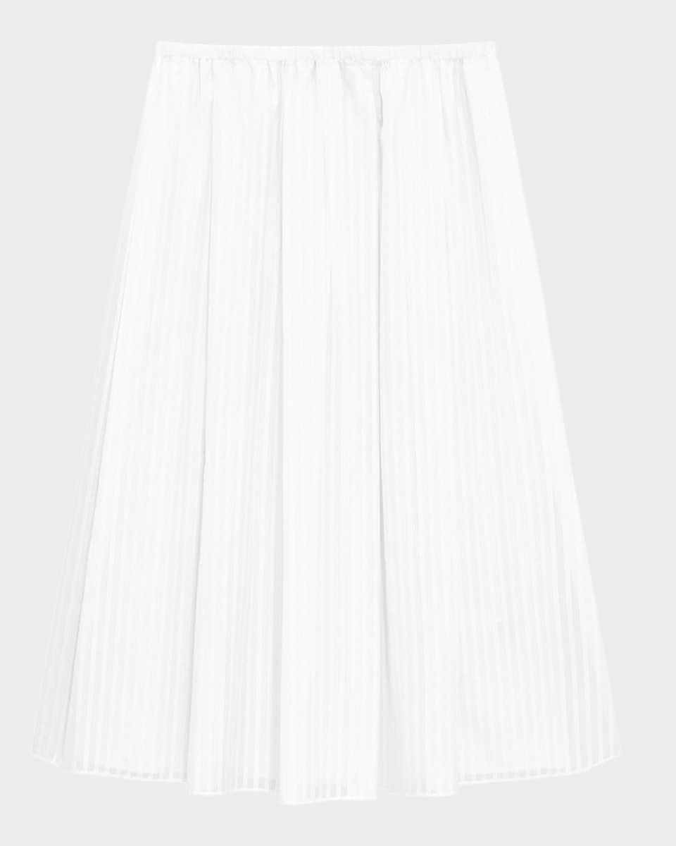 Stripe Pleated Midi Skirt